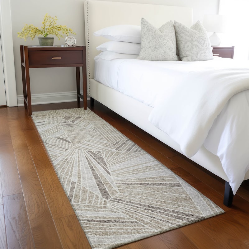 Machine Washable Indoor/ Outdoor Chantille Modern Mosaic Rug