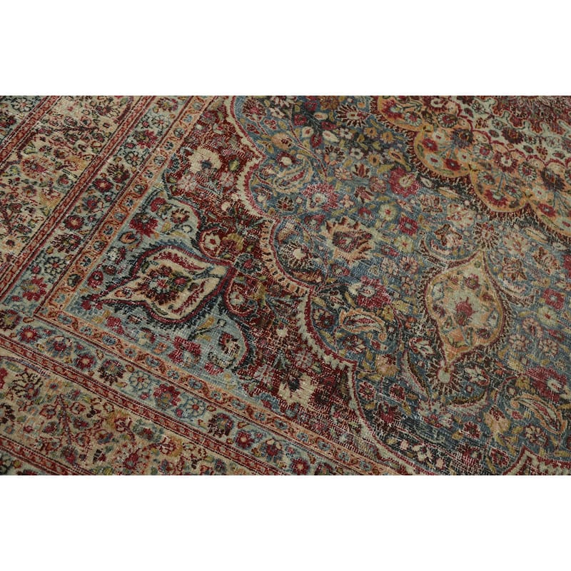 Hand Knotted Oriental 100% Wool Carpet Traditional Floral Navy Blue & Blues Dorokhsh Area Rug - 10' 5'' X 7' 4''