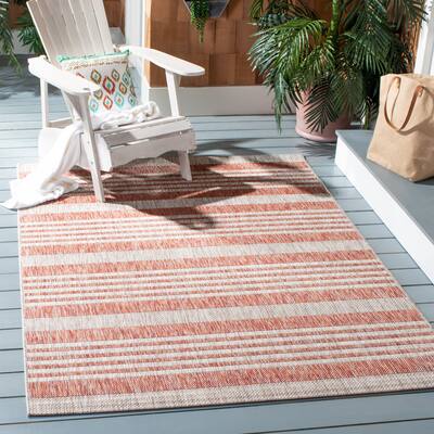 SAFAVIEH Courtyard Stripe Indoor/ Outdoor Waterproof Patio Backyard Rug