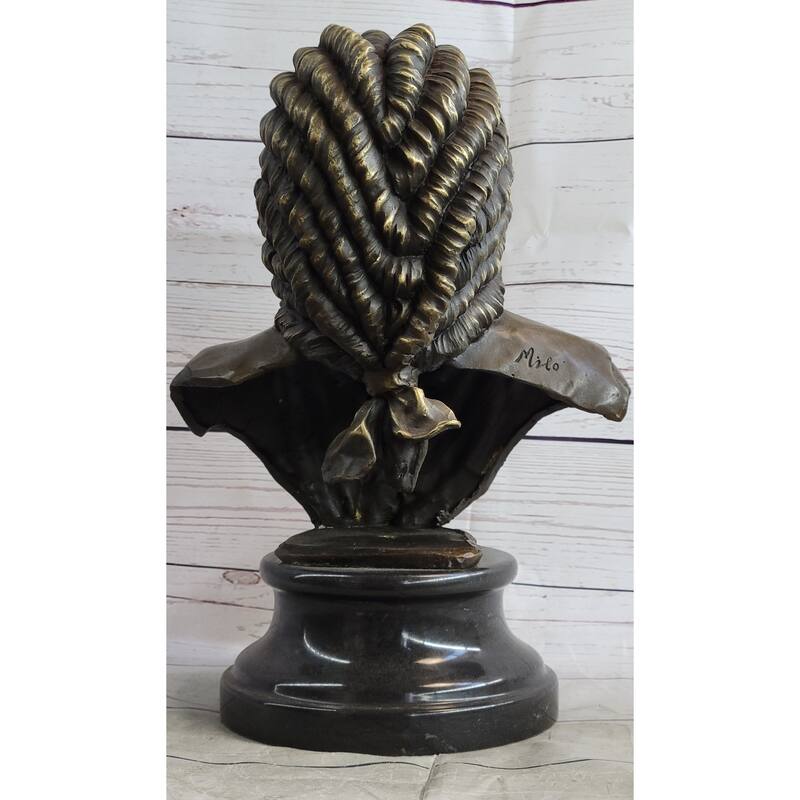 Johann Sebastian Bach Clical Composer Bronze Bust Sculpture Statue On Marble Base