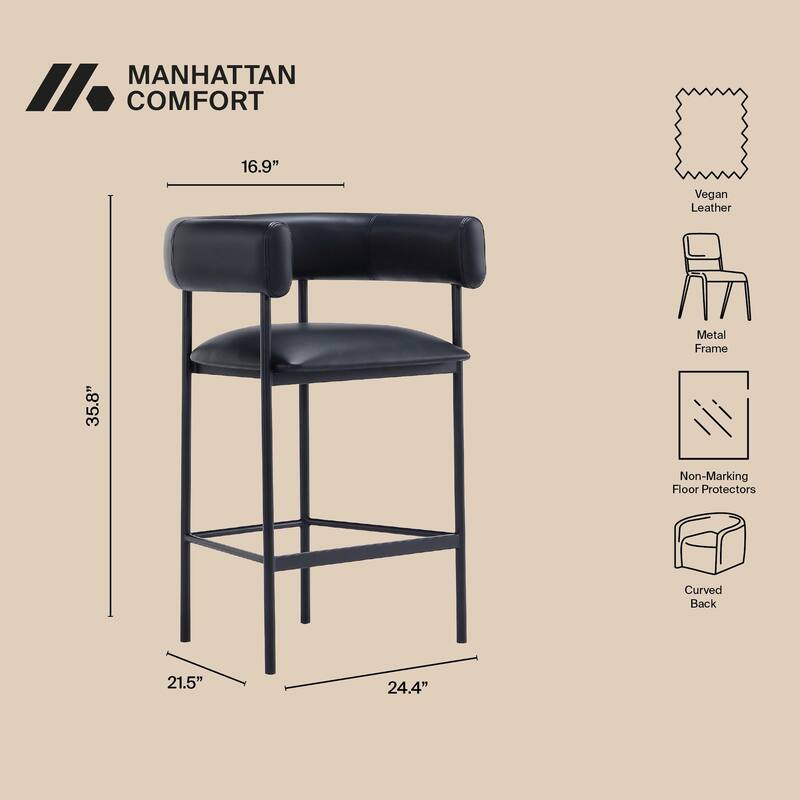 Manhattan Comfort Onda Metal Vegan Leather Counter Stool