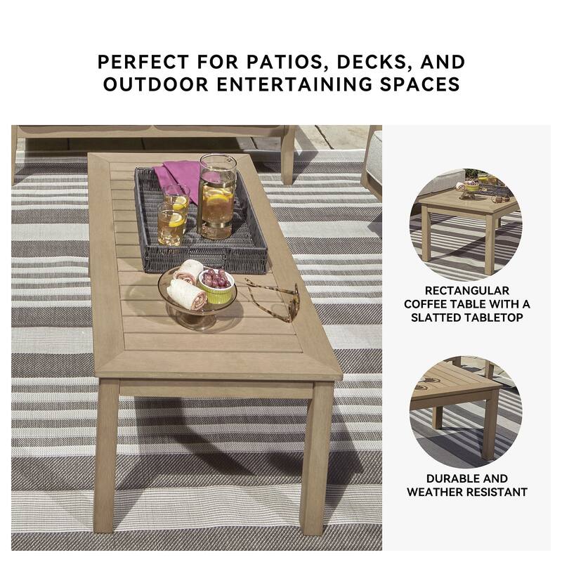 Signature Design by Ashley Hallow Creek Driftwood Outdoor Coffee Table - 48.75" W x 24.13" D x 18.13" H