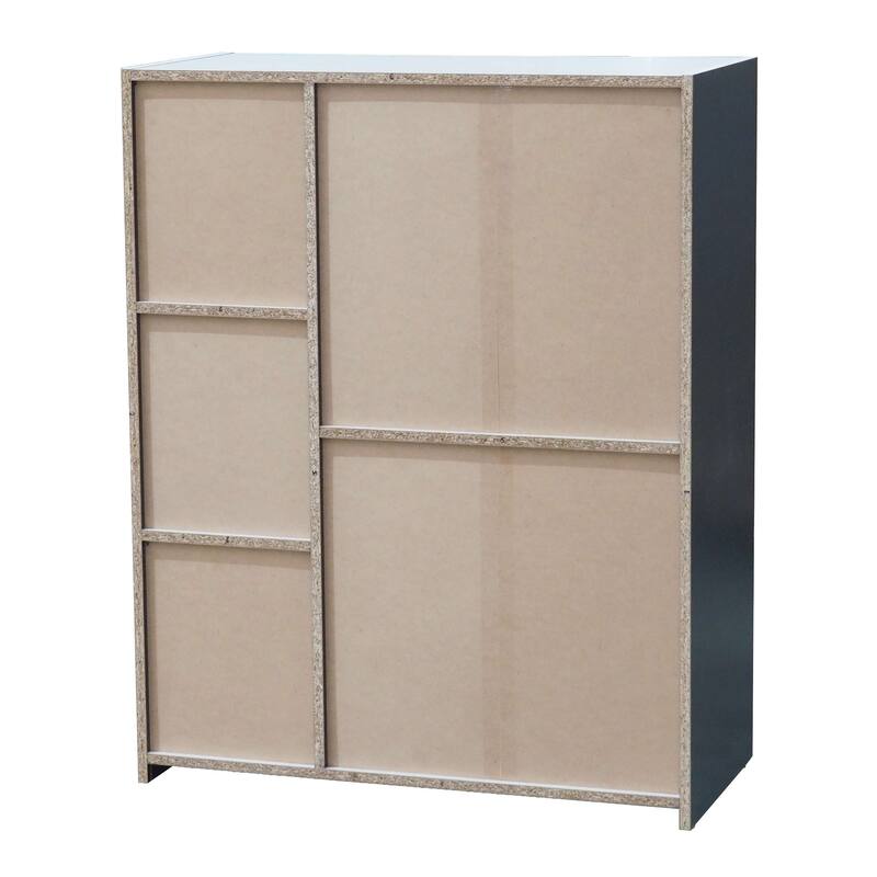 5 - Cube Wood Open Shelf Organizer Storage Bookcase, Gray/White