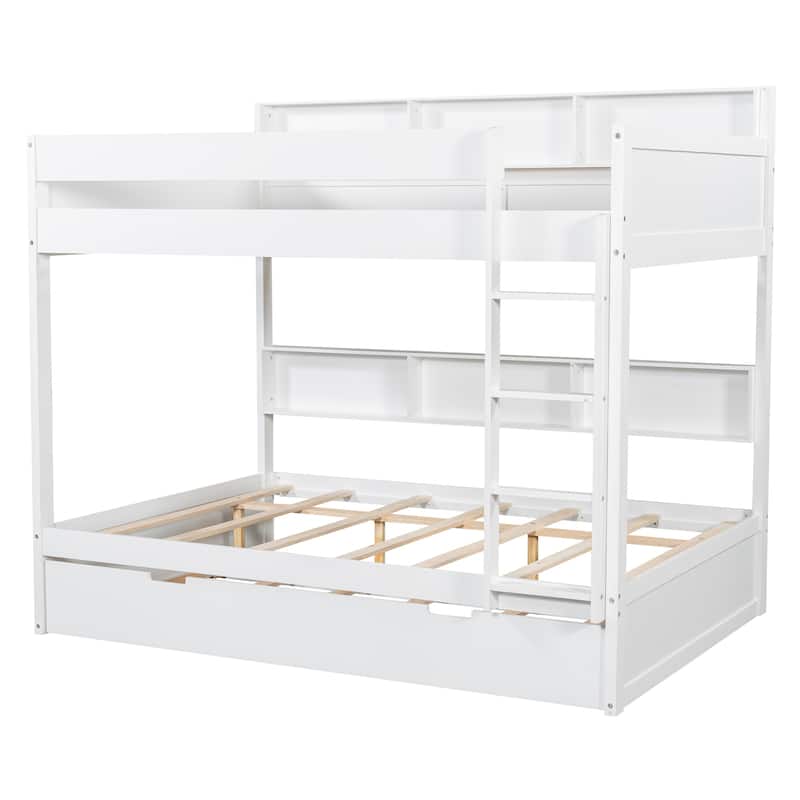 Bunk Bed with Trundle & Dual-Side Storage Shelves by Harper&Bright Designs
