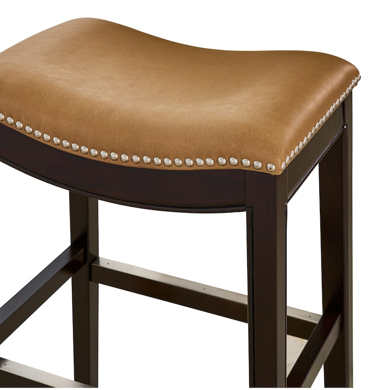 Julian 31" Espresso Bar Stool with Tan Faux Leather seat