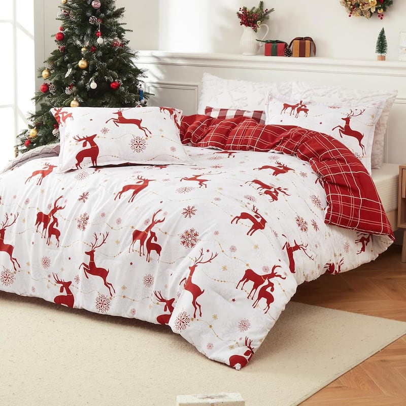 Christmas Comforter Bedding Set with Comforter and Pillow Shams - Queen