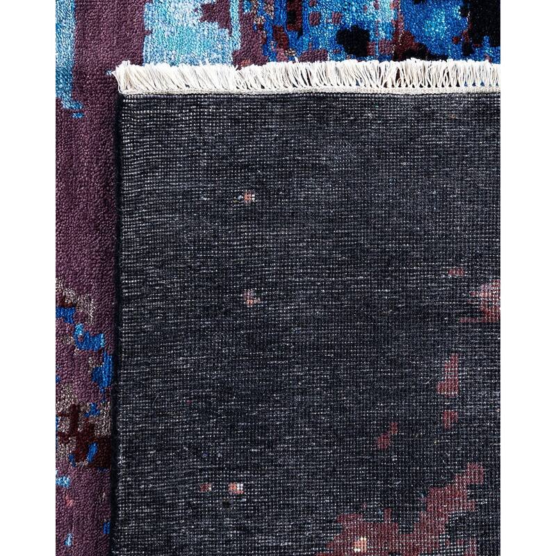 Ikat One-of-a-Kind Hand-Knotted Area Rug - Black, 8' 1" x 10' 0" - 8' 1" x 10' 0"
