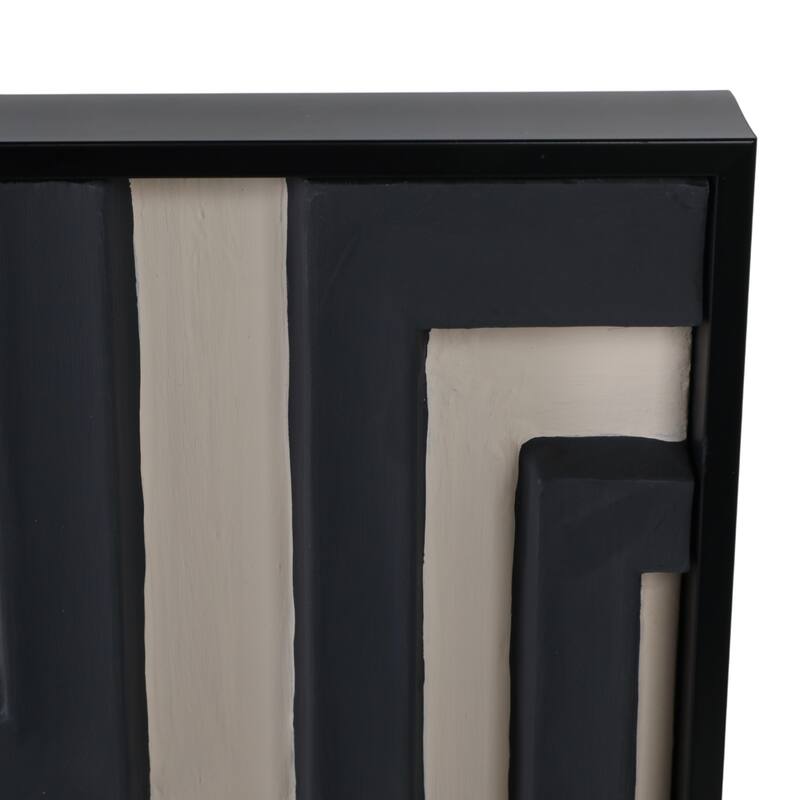 Decorative Geometric Canvas Wall Decor - Set of 2, 20", Black & Cream