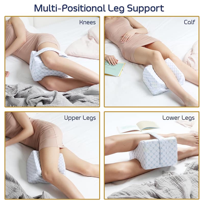 Nestl Knee Pillow with Cooling Cover and Adjustable Strap - Comfy Pillow Between or Under Legs for Side Sleepers