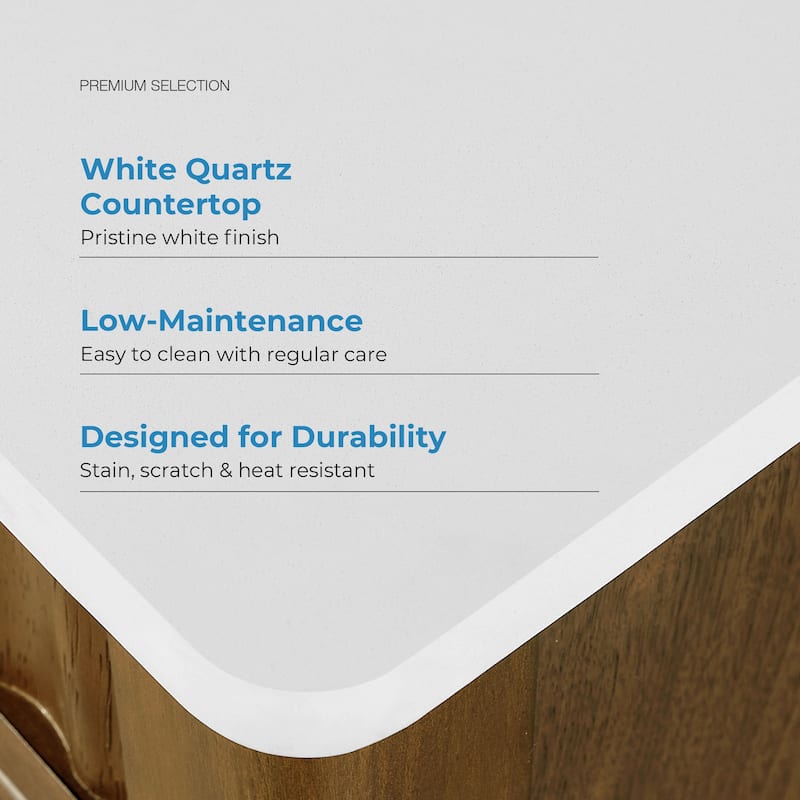 OVE Juliette Warm Walnut Bathroom Vanity with White Quartz Top