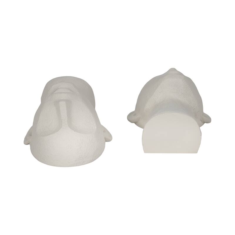 Sagebrook Home Elegant White 9" Textured Head Up Bookends (Set of 2) - 9.0"