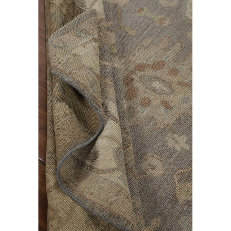 Hand Knotted Oriental 100% Wool Carpet Transitional All-Over Greys & Charcoal Oushak Area Rug - 12' 0'' X 9' 0''