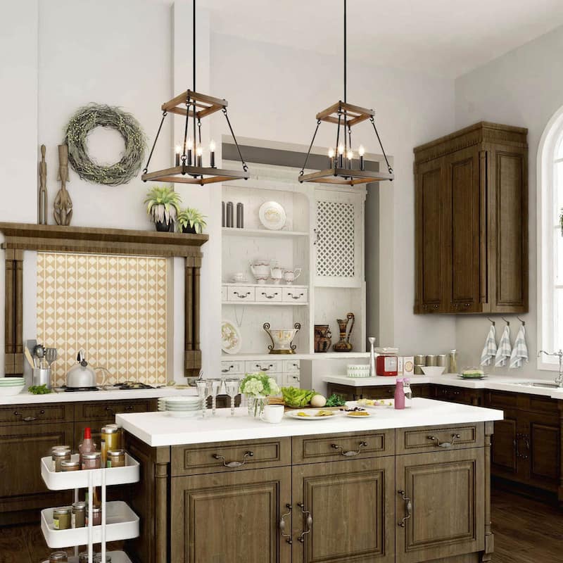 The Gray Barn Modern Farmhouse 4-Light Chandelier Metal Pendant Lights for Dining Room - W16"xH17"