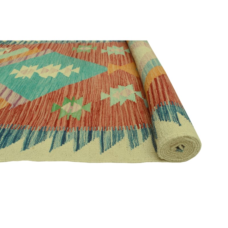 Hand-Woven Winchester Kilim Adam Rust/Navy Runner - 2'8" x 9'10"