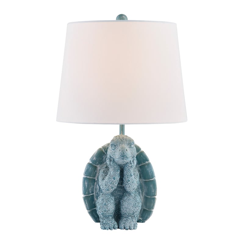 19.5" Blue Textured Resin Turtle Table Lamp - 12" x 12" x 19.5"