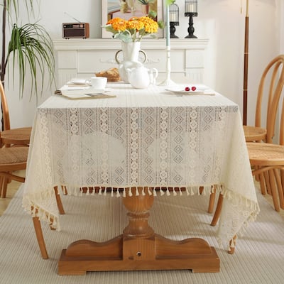High Quality Washable Rectangle Lace tablecloths, Wrinkle Resistant Washable Dining Room Table linen for Rectangle Tables