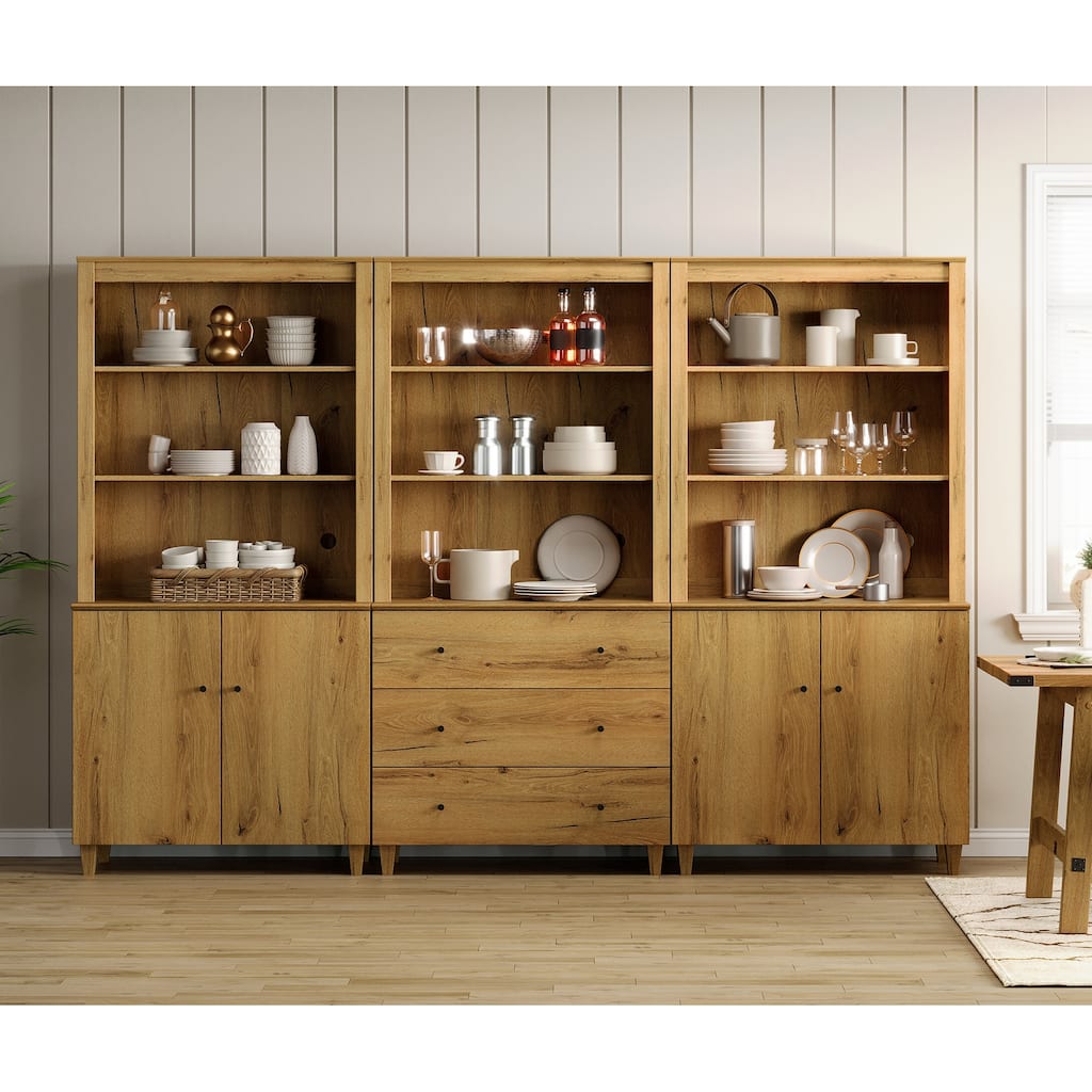 71" Tall Pantry Cabinet Set of 3, Modern Kitchen Storage Pantry with Drawers and Doors, Modular Storage Cabinets for Dining Room