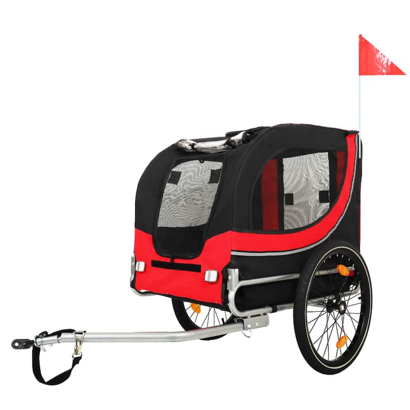 Large Folding Bike Trailer For Dogs - 66lb Capacity All-Terrain Pet Carrier, Durable Steel Frame For Cycling
