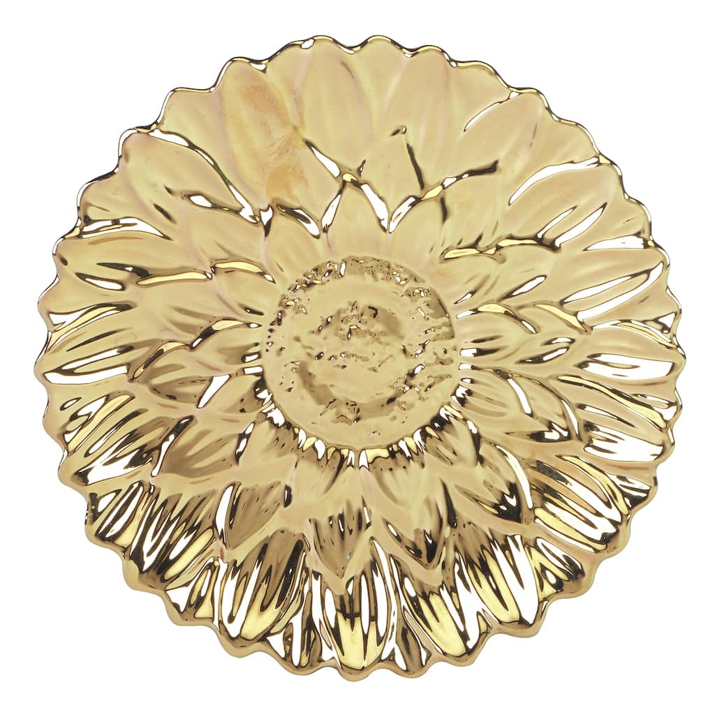 Certified International Gold Coast 3-D Set of 4 Sunflower Dessert Plates - 8.5" Diam x 1"