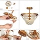 preview thumbnail 10 of 8, Coasa Mid-Century Modern Gold Chandelier Boho 2-light Semi-flush Mount Lights with Wooden Beads - D14'' x H14''
