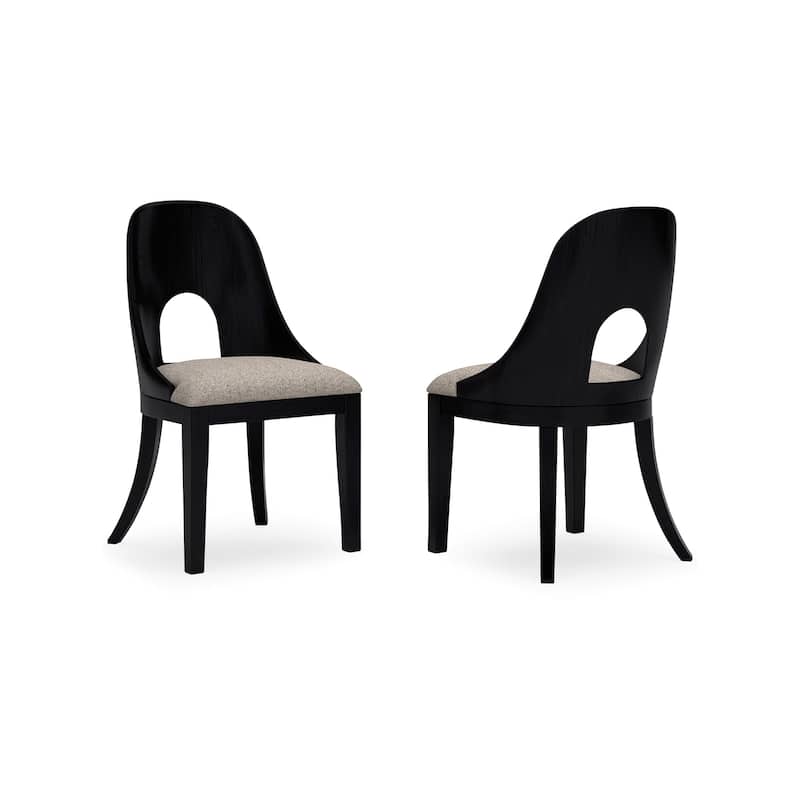 Robeck Home Office Chair, Cutout Back, Gray Padded Seat, Black Wood
