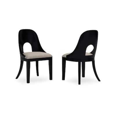 Robeck Home Office Chair, Cutout Back, Gray Padded Seat, Black Wood