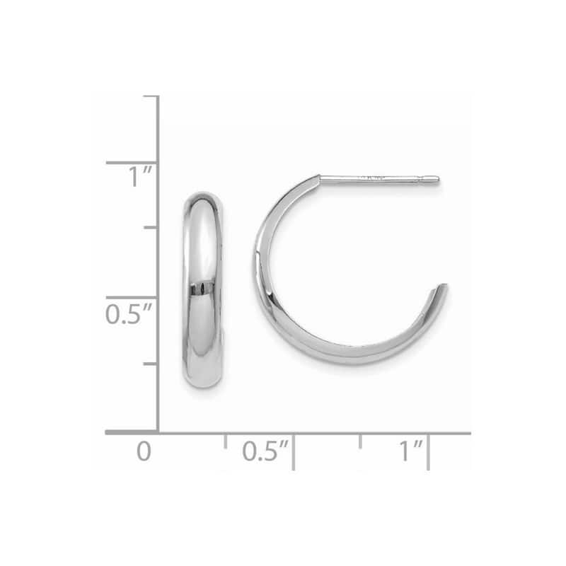 Curata 14k White Gold Polished 16x3.5mm J Hoop Earrings