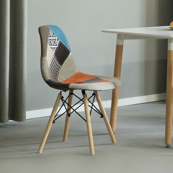 Patchwork Shell Dining Chair w Wooden Dowel Eiffel Legs On Sale