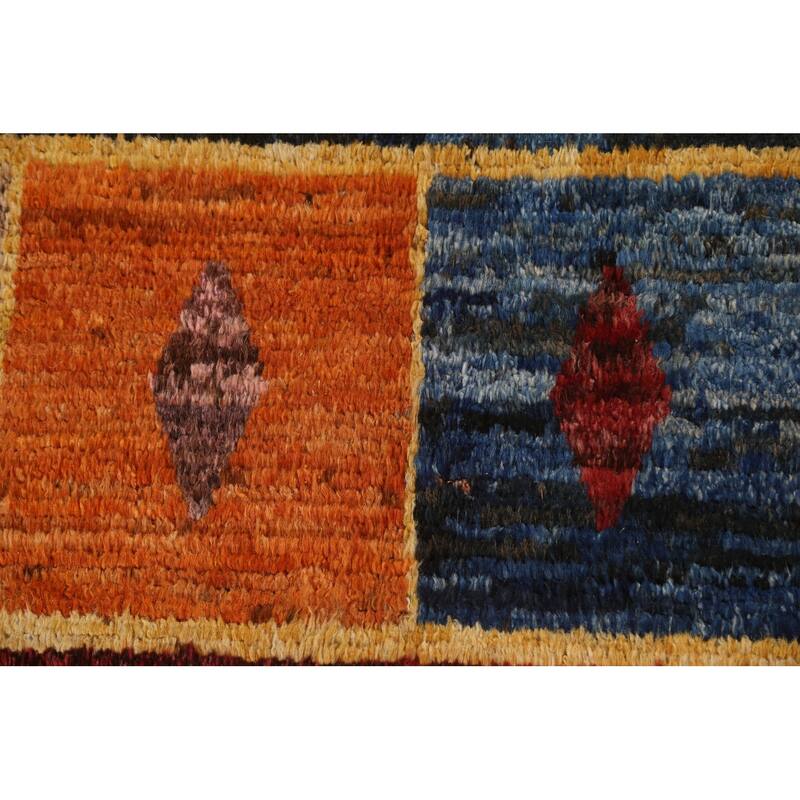 Hand Knotted Oriental 100% Wool Carpet Modern Tribal Multi-Colored Moroccan Area Rug - 9' 11'' X 6' 9''