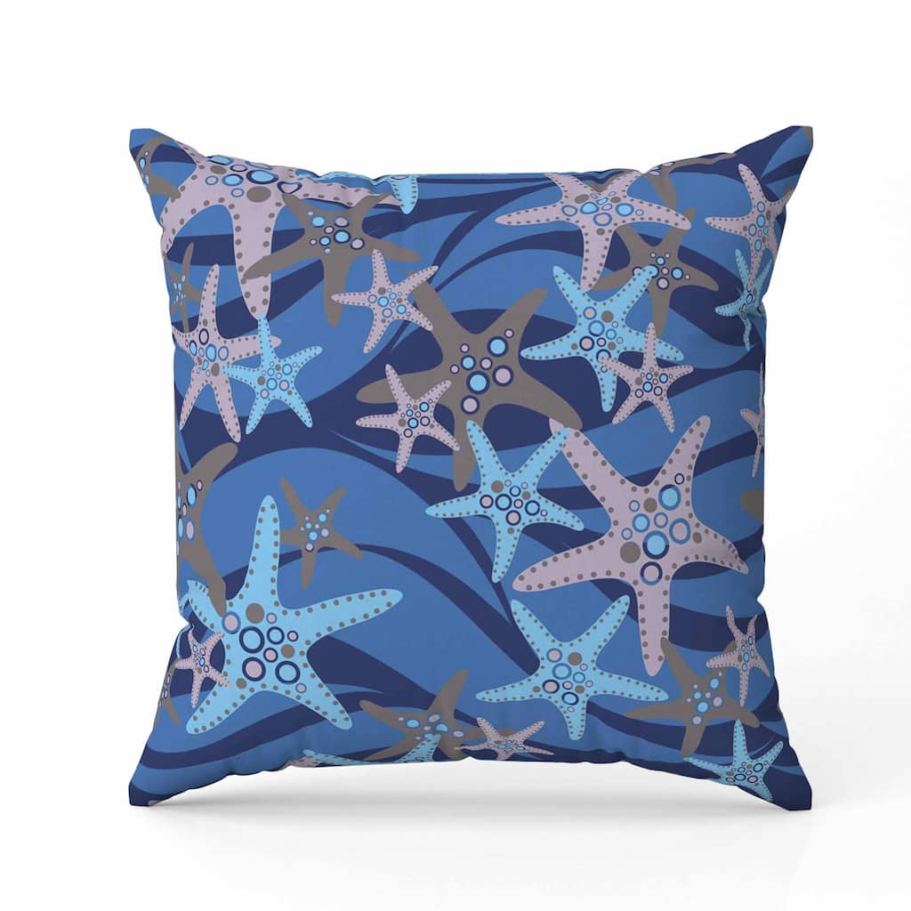 Starfish Sway Faux Suede Reversible Throw Pillow Blue and Gray