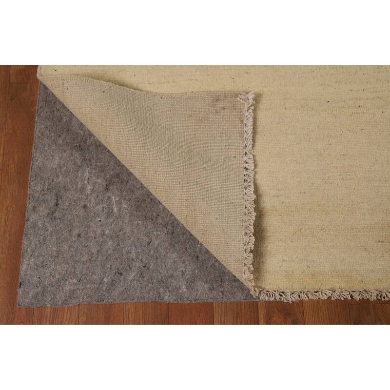 Muted Gold Gabbeh Modern Area Rug Handmade Wool Carpet - 8'0"x 9'7"
