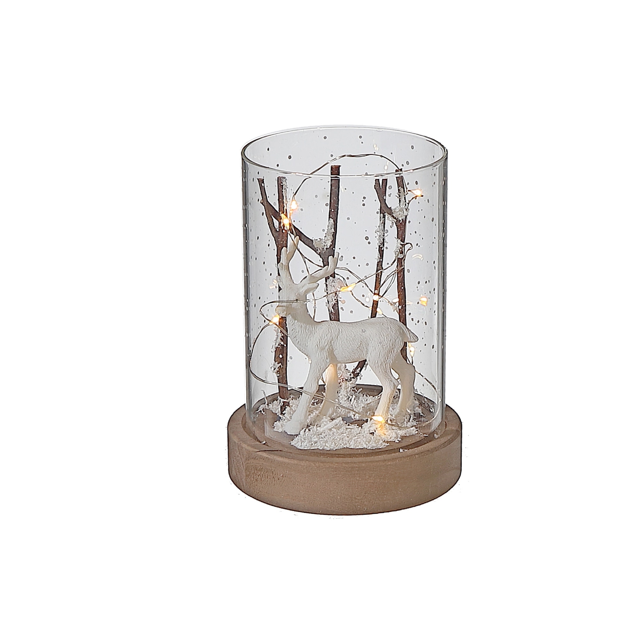 Led Cylinder Glass Stand Reindeer Branch - Multi