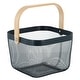 preview thumbnail 7 of 14, Simplify Mesh Tote with Bamboo Handle 9.84" x 9.45" x 6.9" - Grey