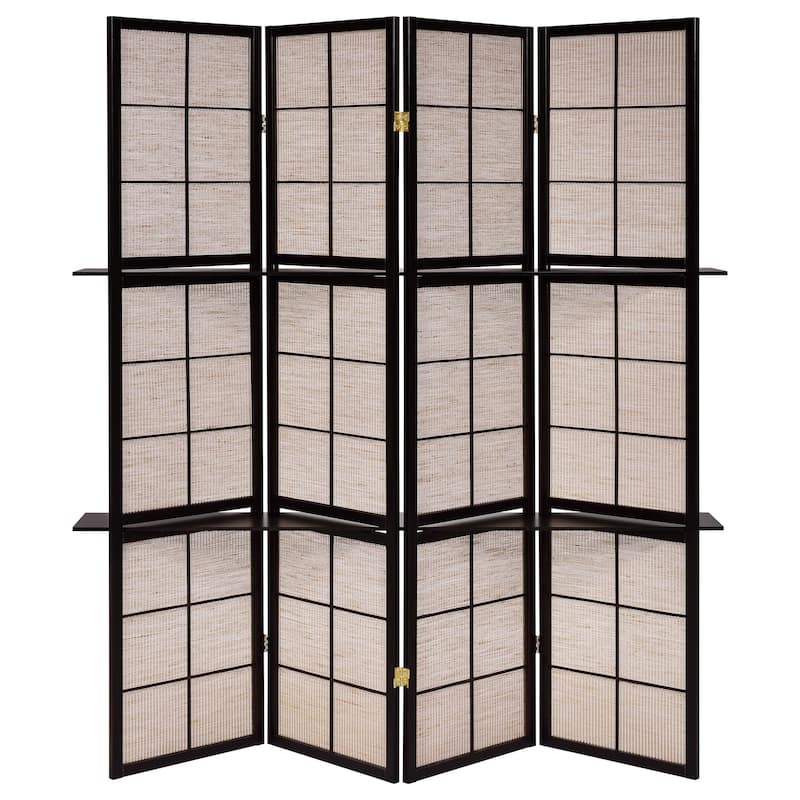 Iggy 4-Panel Room Divider Folding Shoji Screen Cappuccino