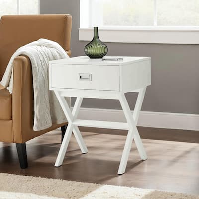 End Table with Large Trunk Drawer and Smooth Surface Top, Modern Storage Side Table for Concealed Living Room Essentials - 15.75