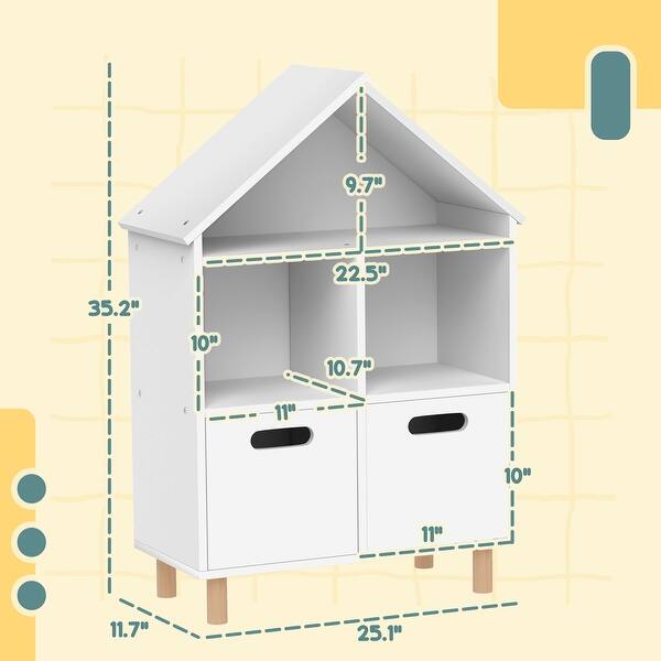 House Design 3 Tier Kids Bookcase with Two Drawers and Toy Storage