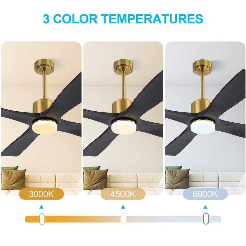 MLiAN 54 inch Solid Wood Indoor Ceiling Fan with Light Kit and Remote - 54 inch