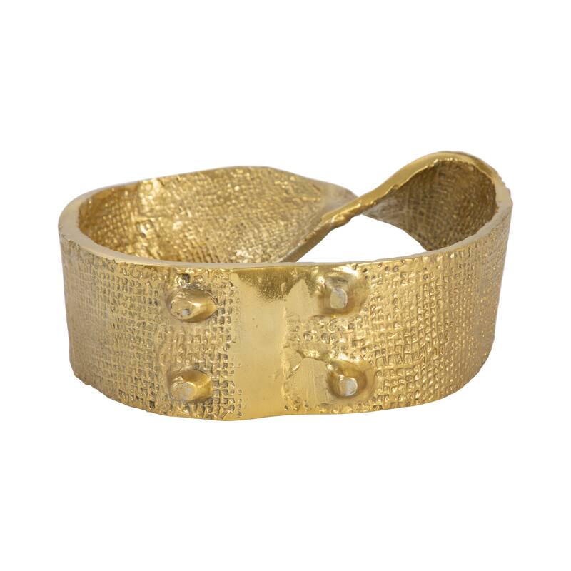 Sagebrook Home Metal Twisted Hammered Ring, Gold, Oval, Textured, Serenity Novelty Figurines