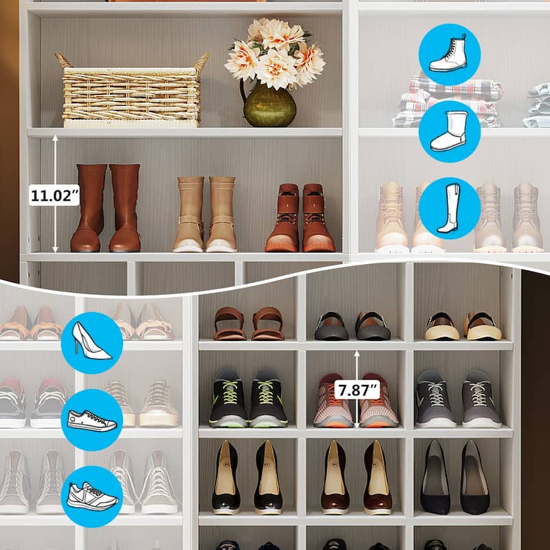 Modern Shoe Storage Cabinet with Shelves, 24 Pair Freestanding Shoe Rack Storage Organizer for Hallway Bedroom Entryway