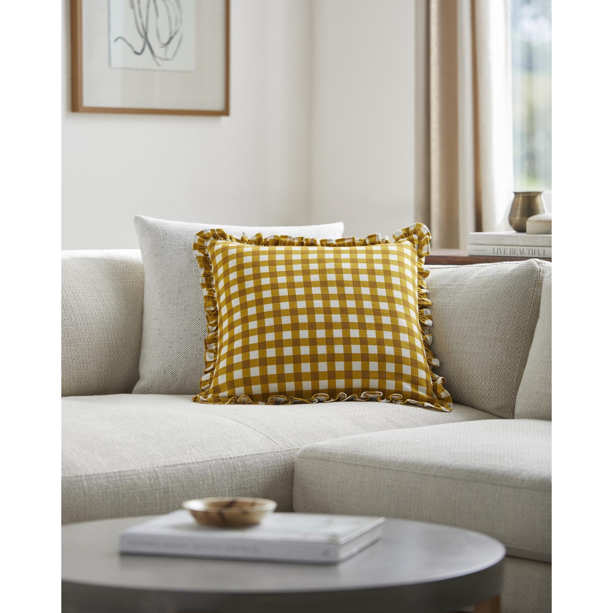 Yellow buffalo check pillows outlet
