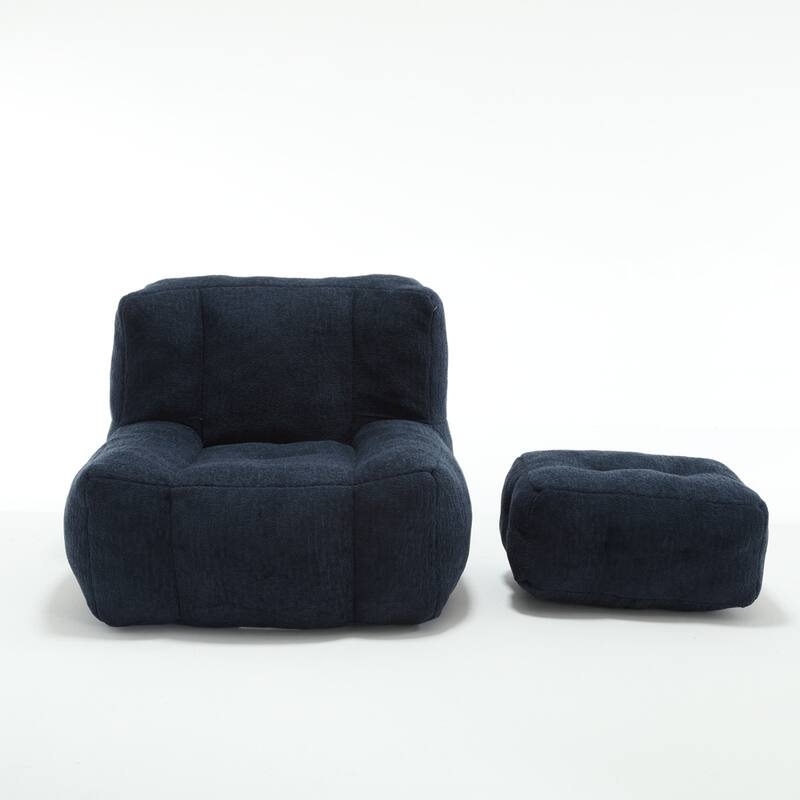 Comfortable Fluffy Bean Bag Chair with ottoman for living room