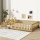 preview thumbnail 87 of 173, Toddler Floor Bed with Fence and Door, Montessori Platform Floorbed with Safety Guardrails for Children Boys Girls Kids Playroom