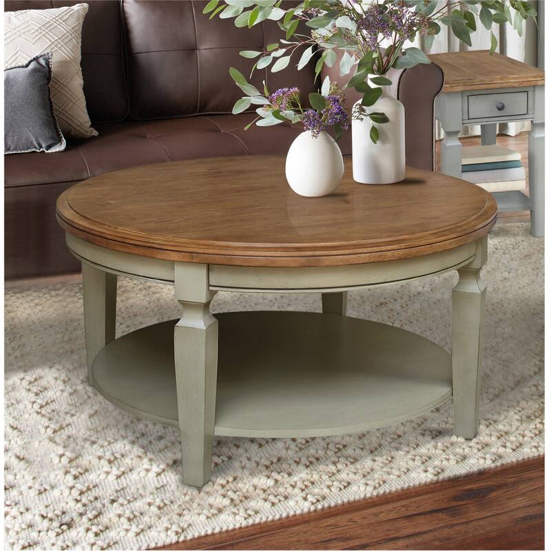 Vista Round Coffee Table - Distressed Hickory/Stone