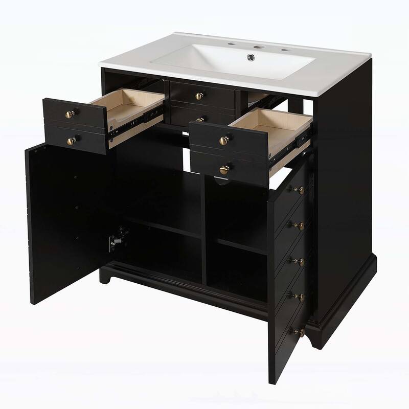 Freestanding Vanity Set with 2 Drawers& Soft Closing Doors