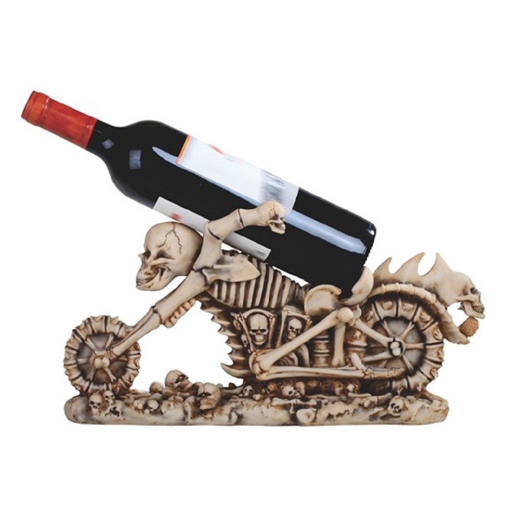 Q Max 15.5 W Skull Motorcycle Wine Rack Human Bone Bottle Holder Dining Room Decoration Figurine Bed Bath Beyond 34346164