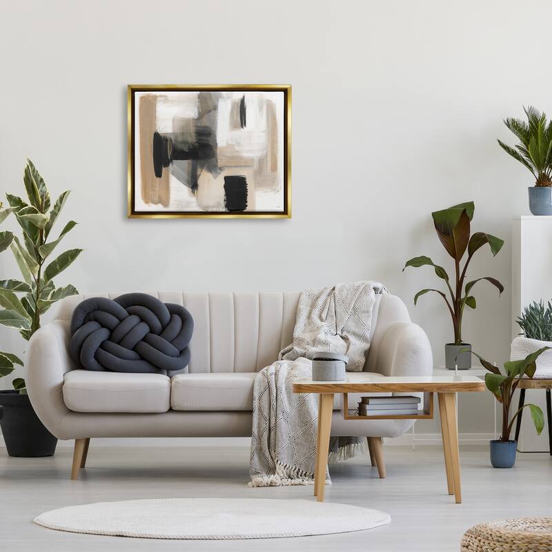 Stupell Tan & Black Collage Framed Floater Canvas Wall Art Design by Stella Chang