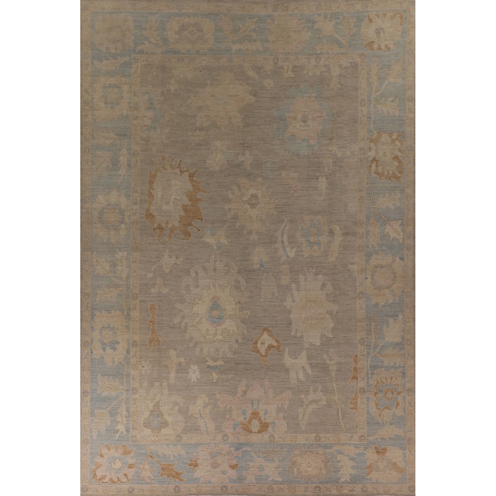 Vegetable Dye Oushak Oriental Large Area Rug Handmade Wool Carpet - 10'1" x 13'10"