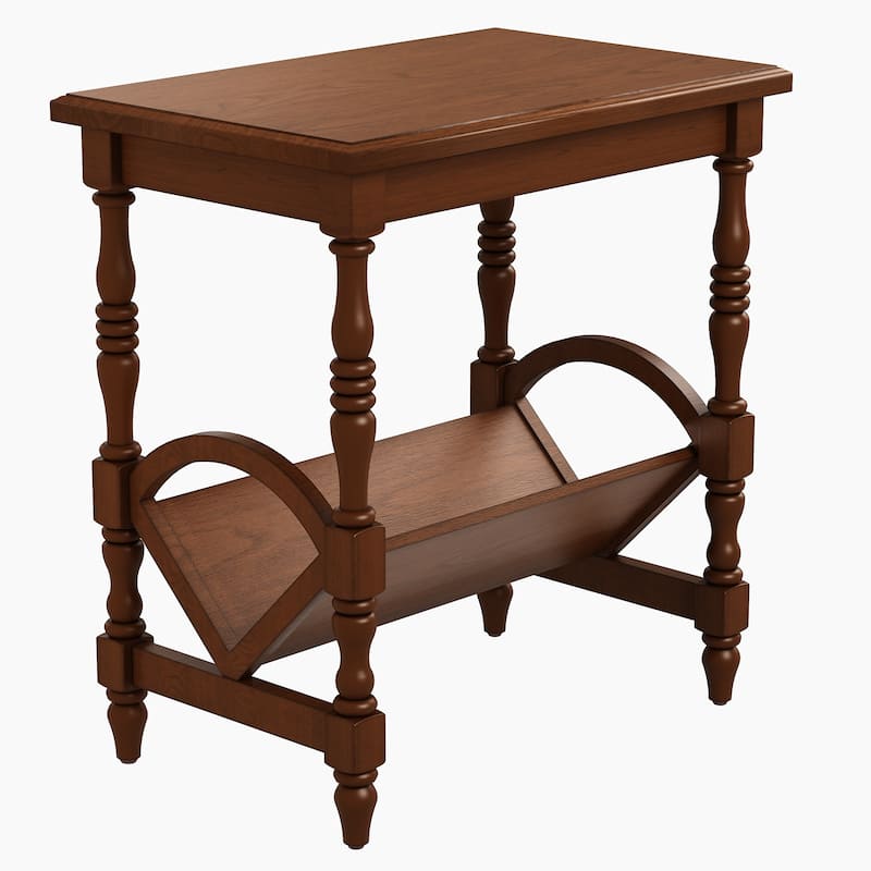 Wooden Side Table Accent Table, End Table Coffee Table with Magazine Rack, Classic Bedside Table with Storage Shelf