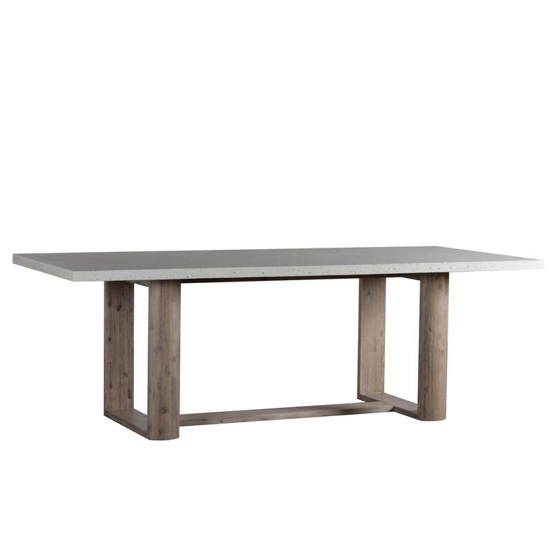 Kinsley Indoor-Outdoor White Terrazzo and Acacia 91-inch Rectangular Trustle Dining Table