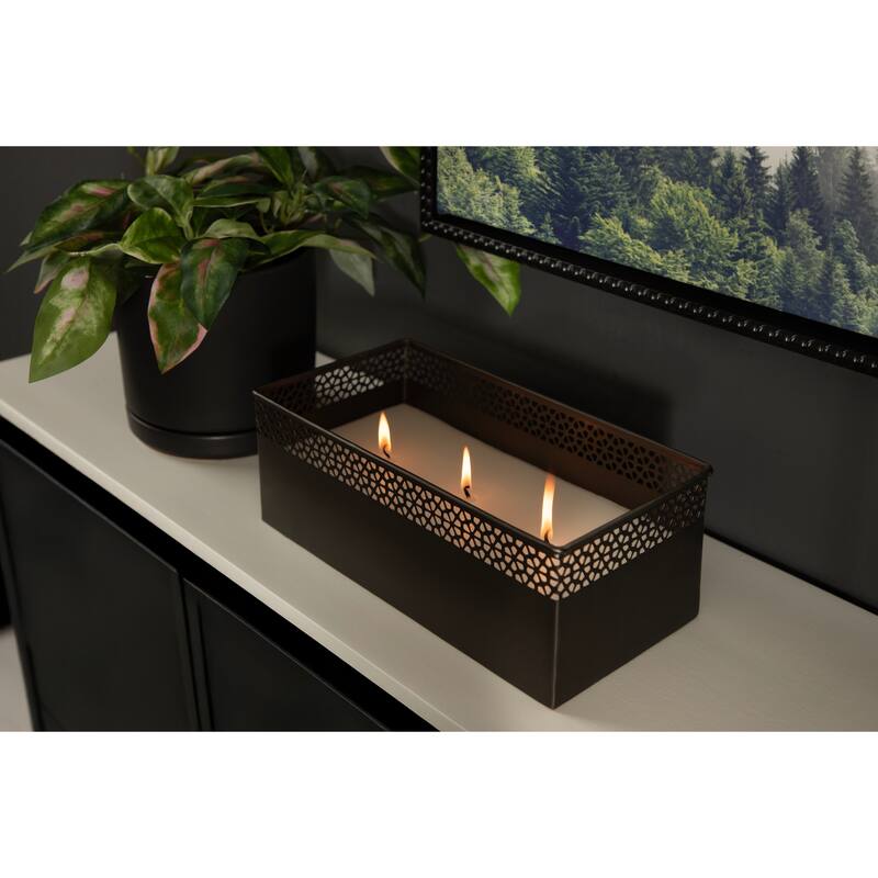 Kate and Laurel Pearce Rectangle Metal Wax Candle